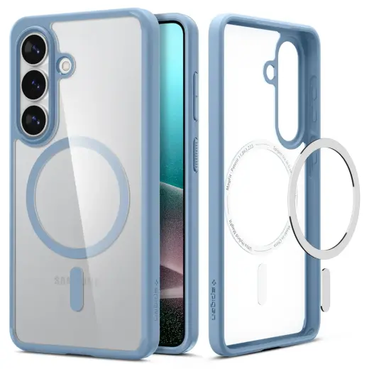 Spigen Ultra Hybrid Mag telefono dėklas su MagSafe palaikymu Samsung Galaxy S26+ (S947) skaidrus mėlynas