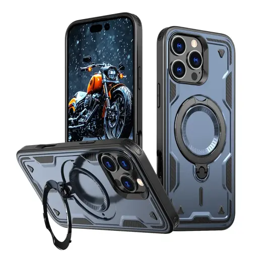 Hybrid Armor Trendy telefono dėklas su MagSafe palaikymu iPhone 16 Pro mėlynas