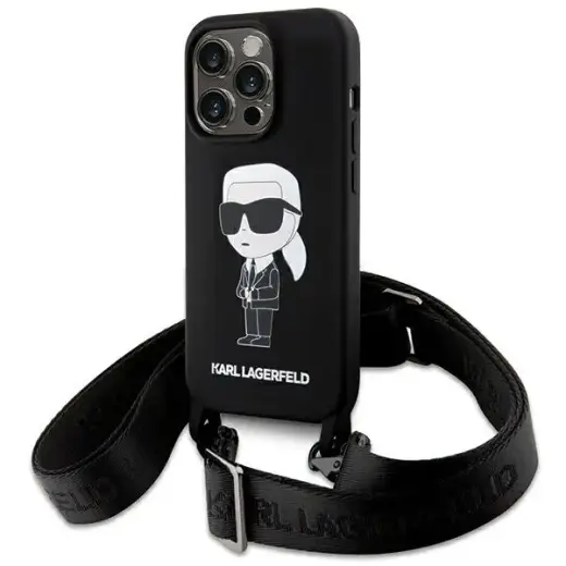 Karl Lagerfeld KLHCP15LSCBSKNK iPhone 15  Pro 6.1" hardcase czarny|black Crossbody Silicone Ikonik