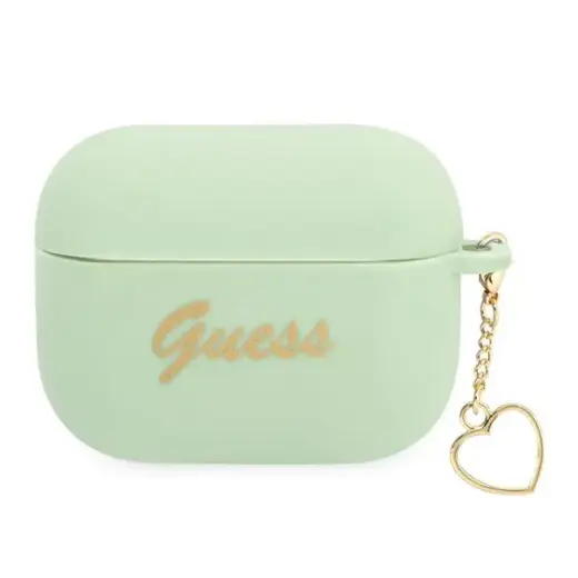 Guess GUAPLSCHSN AirPods Pro cover zielony|green Silicone Charm Heart Collection