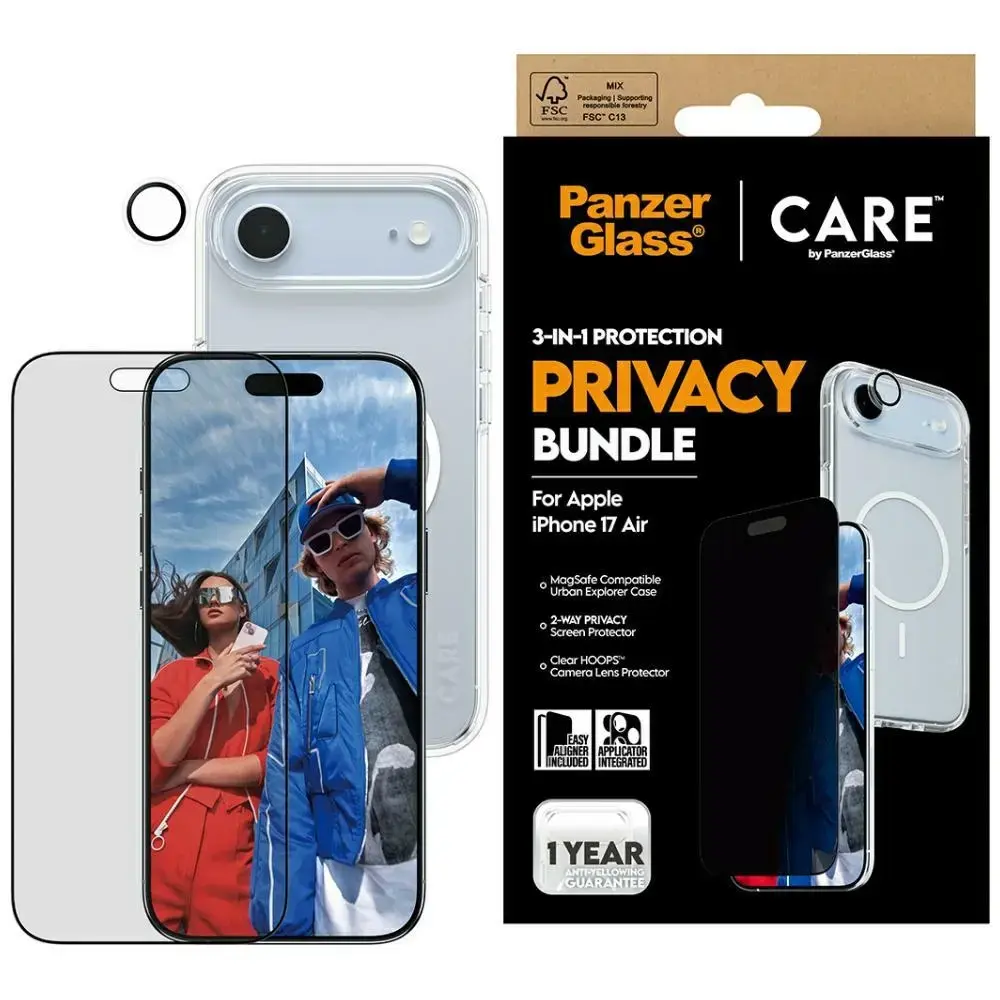 Zestaw ochronny CARE by PanzerGlass      Flagship Privacy 3w1 Etui+Szkło Prywatyzujące+Lens do iPhon
