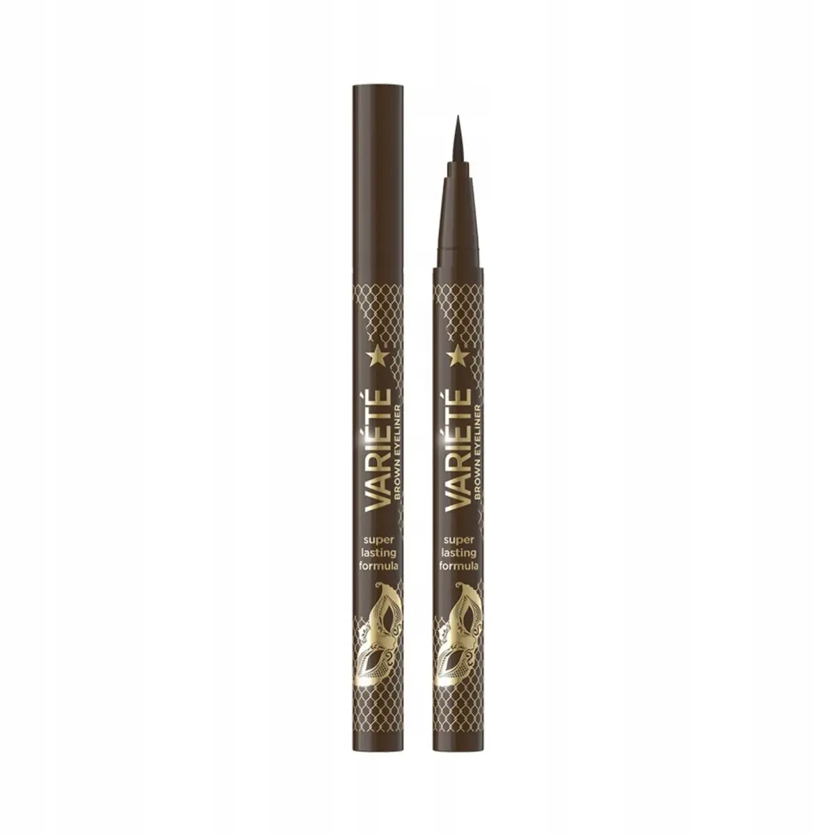 Eveline Cosmetics, Variete, Precise Eyeliner Brush, Liquid Eyeliner, 02, Brown, 4 ml