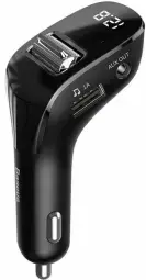 Baseus F40 Bluetooth audio transmitter streamer with AUX plug 2x USB car charger 15W 2A black (CCF40-01)