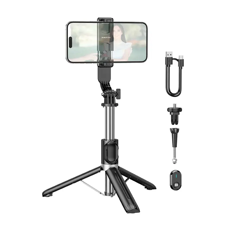 Borofone Selfie Stick BY12 Diva bluetooth with tripod and remote control black