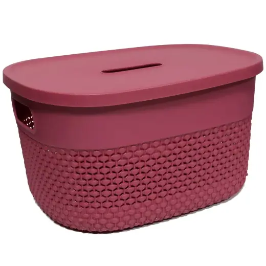 Basket with lid Deny 27x22x15cm, red