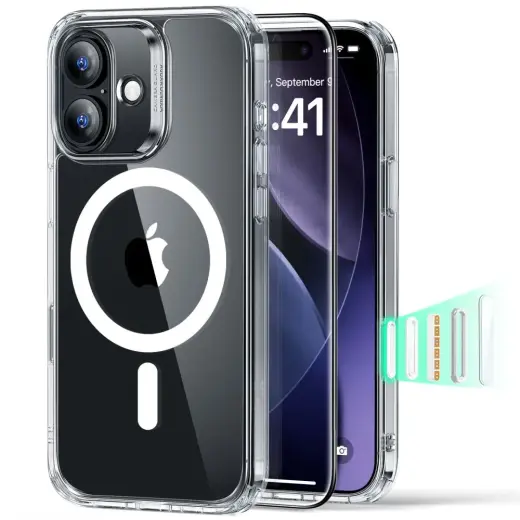 ESR CLASSIC HYBRID maciņš ar MagSafe atbalstu telefonam iPhone 17 caurspīdīgs (komplektā aizsargstikls)