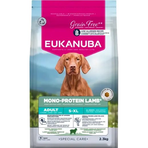 Sausa barība suņiem - Eukanuba Adult special Care Mono protein Lamb 2.3kg