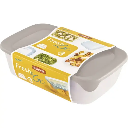Food bowl set 3 pcs rectangle 2+1+0,5L Fresh&Go mix