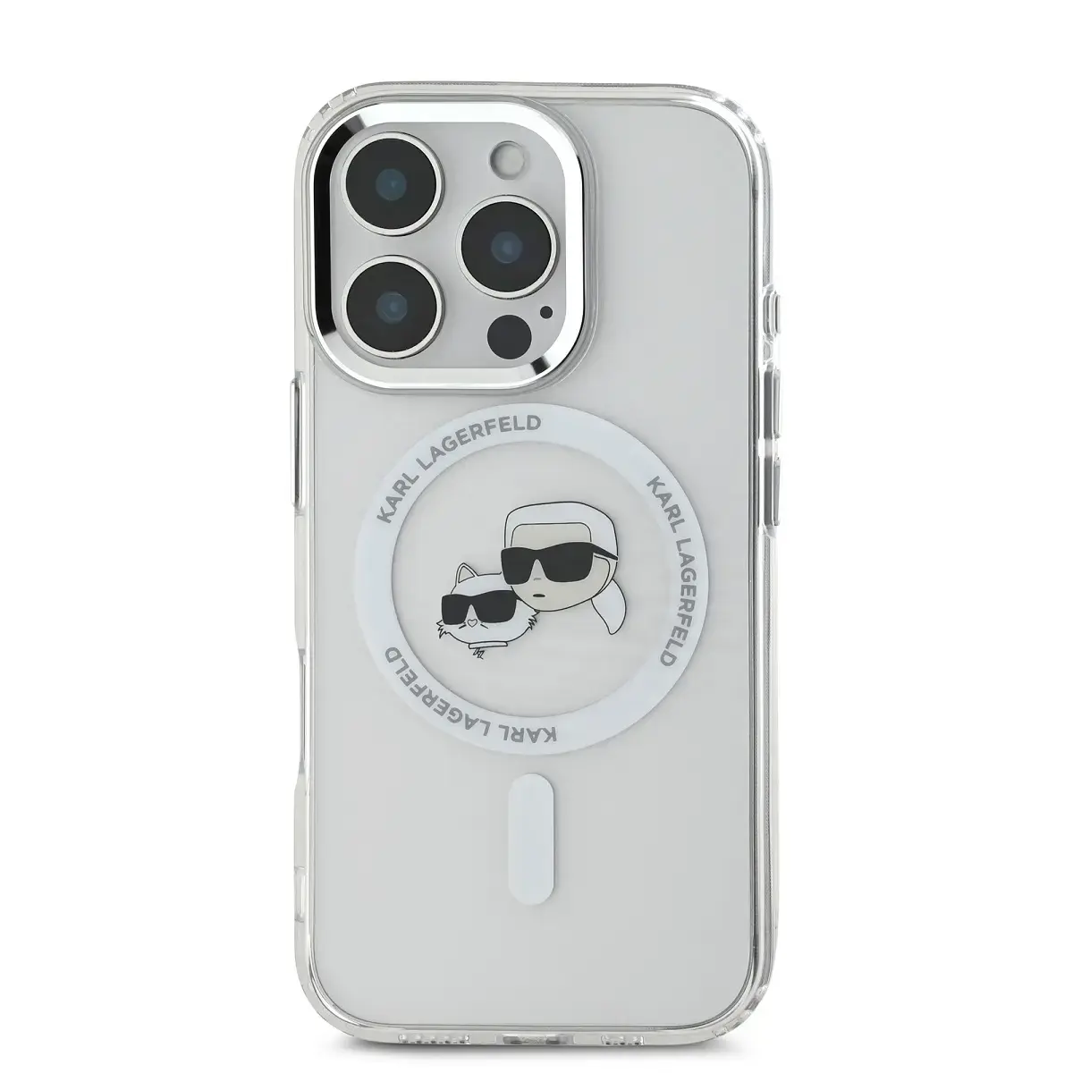 Karl Lagerfeld case for iPhone 16 Pro Max 6,9" KLHMP16XHLSKCH white Hard IML Metal Karl&Choupette Head MagSafe