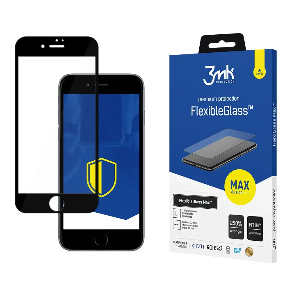 Apple iPhone 7|8 Black - 3mk FlexibleGlass Max™ screen protector