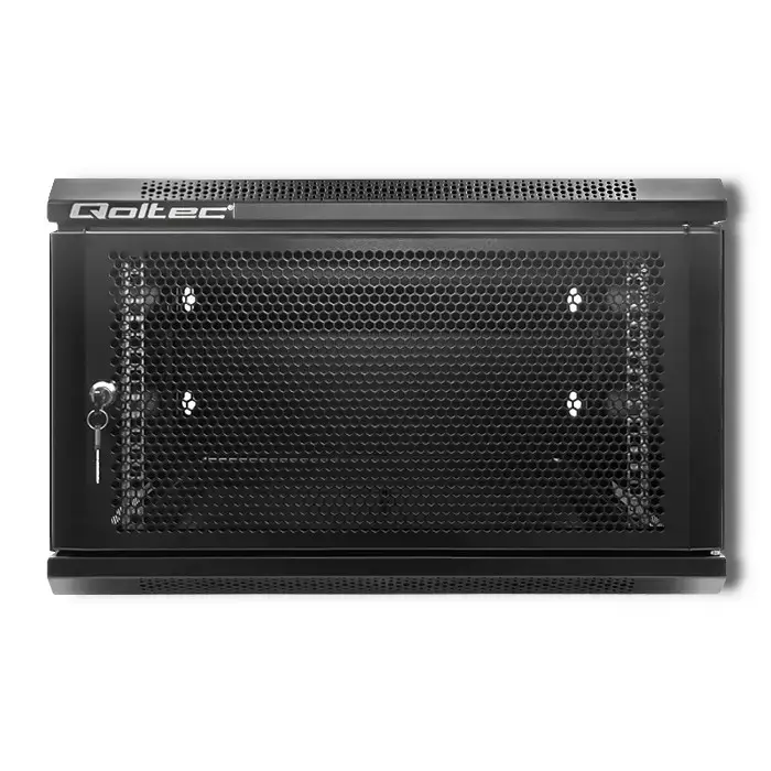 Qoltec RACK 19" Cabinet | 6U | 600 x 370 x 600 | Perforated doors | Hanging | Steel case | Lock | Black