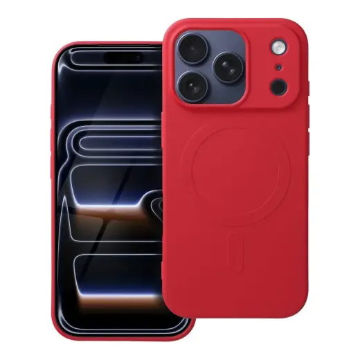 Silicone Mag Cover (big hole) telefono dėklas su MagSafe palaikymu iPhone 17 Pro raudonas