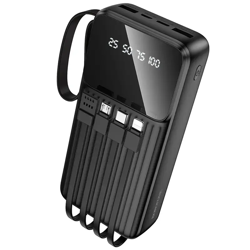 Borofone Power Bank 20000mAh BJ76A Smart - 2xUSB - with Type C, Lightning and Micro USB cables black
