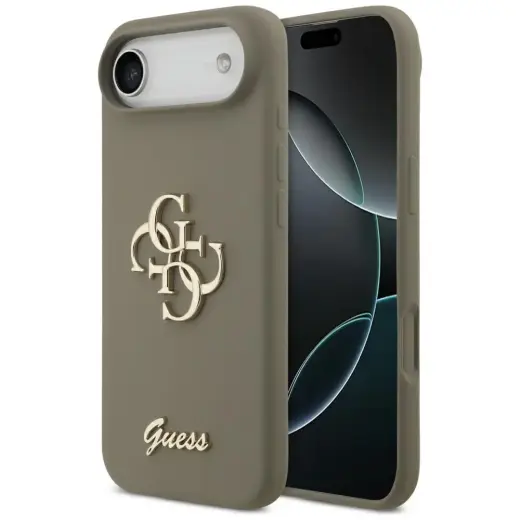 Guess Silicone Big 4G Script maciņš telefonam iPhone 17 Air brūns