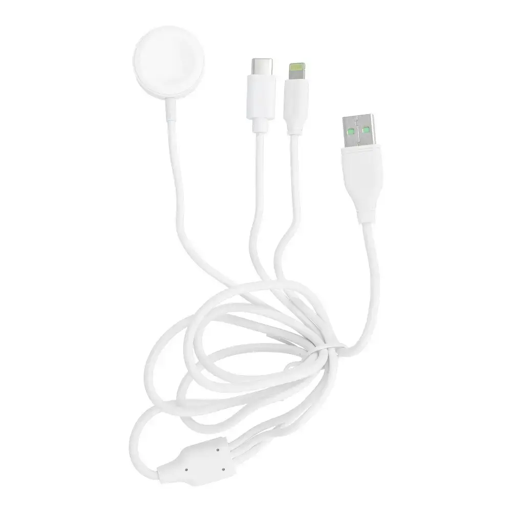 Fusion data cable 3 in 1 Lightning 8-pin + Type C + Apple Watch 3W 1A white