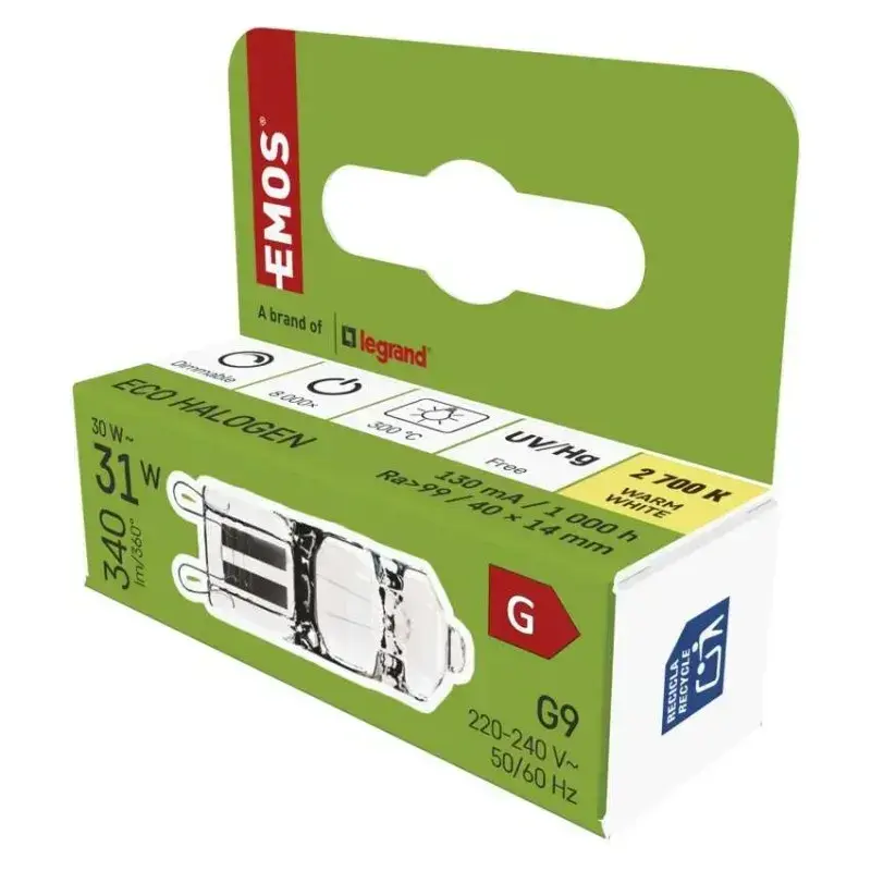 EMOS Halogen Lamp G9 30W 230V