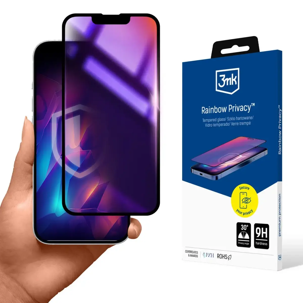 Privacy Tempered Glass 3mk Rainbow Privacy for Apple iPhone 13|13 Pro|14
