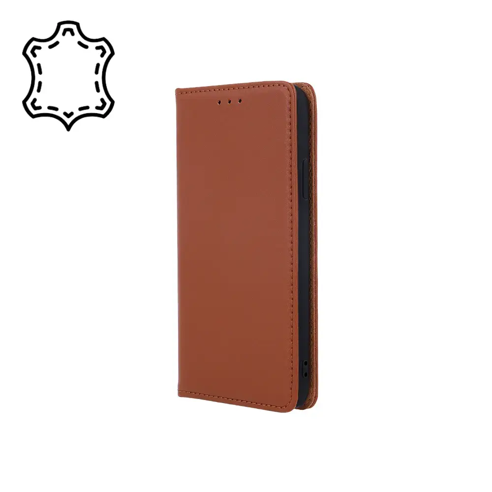 Fusion Genuine Leather Book grāmatveida maks Xiaomi Redmi 12C brūns
