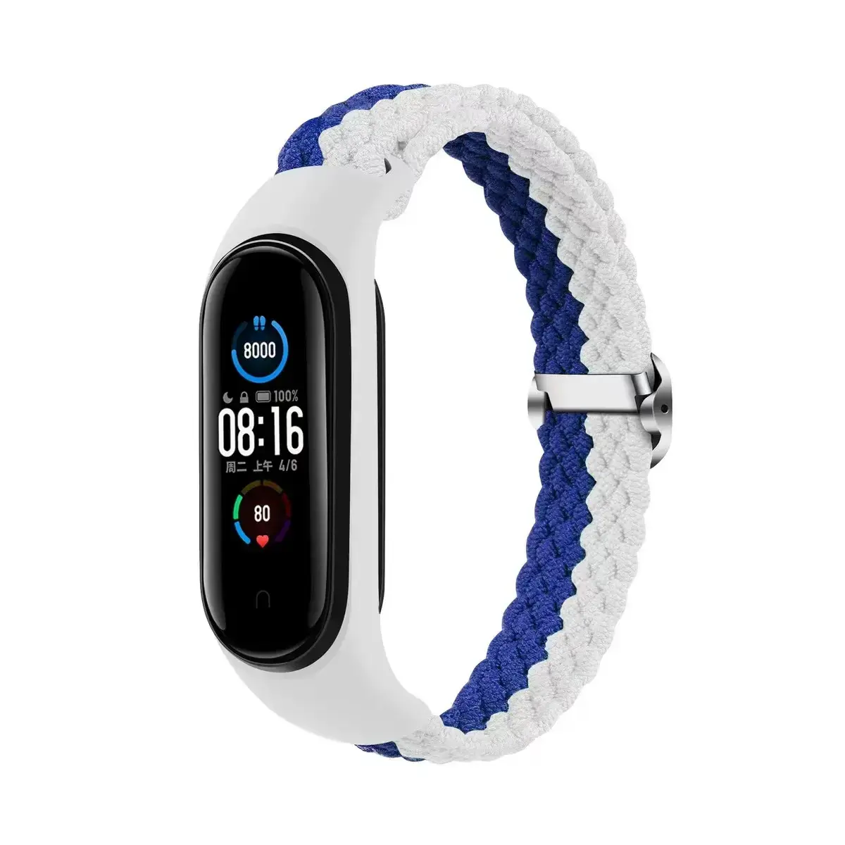 Telcon Braided viedpulksteņa siksniņa priekš Xiaomi Mi Band 3/4/5/6 | neilons | balta/zila