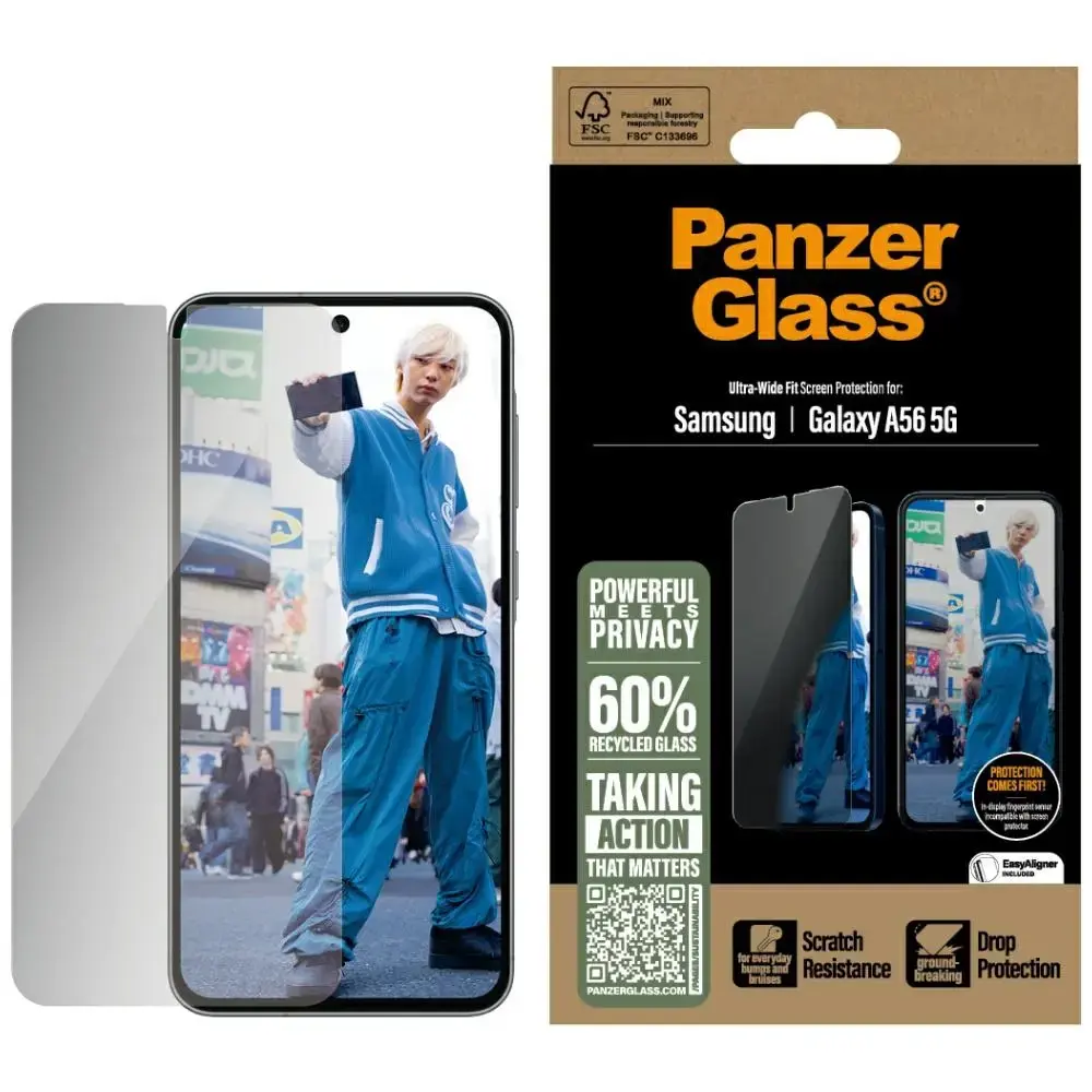 PanzerGlass aizsargstikls telefonam Samsung Galaxy A56 5G (privātuma efekts)