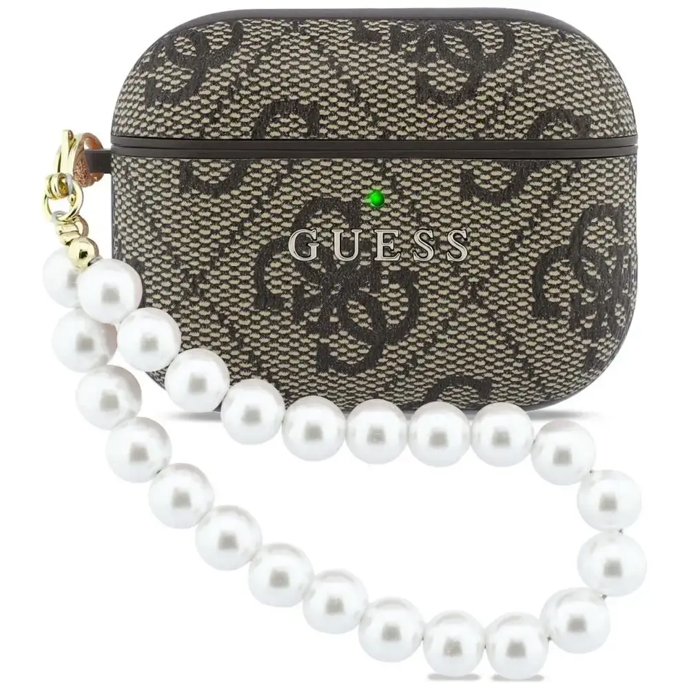 Case Guess 4G Pearl Strap for AirPods Pro 3 brown