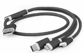 Gembird data transfer and charging cable | USB-A to Micro USB/USB-C/Lightning | 1m | black