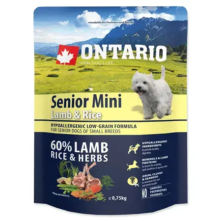 Сухой корм для собак - Ontario Dog Senior Mini Lamb and Rice, 0,75 кг