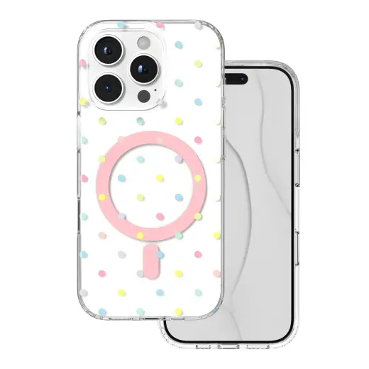 Bubble Dots Mag phone case with MagSafe support for iPhone 16 Pro white