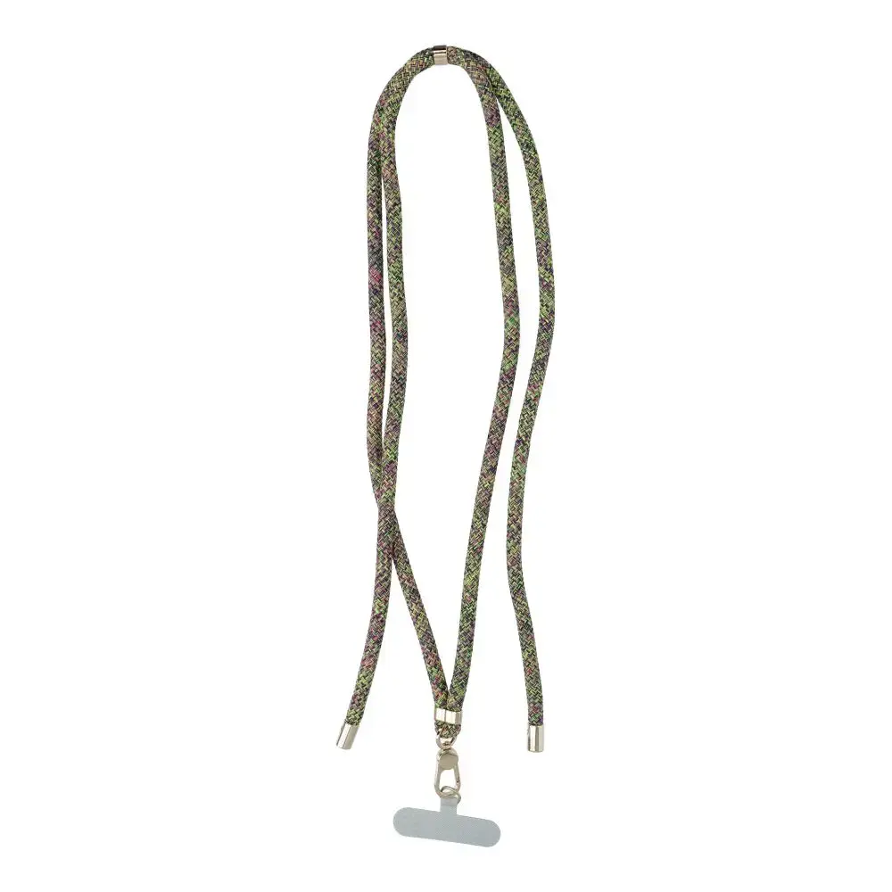SWING (8mm) Phone lanyard, Phone pendant with adjustable length / cord length 165cm (max 82.5cm in the loop) / on the shoulder or neck - grey-green-pink