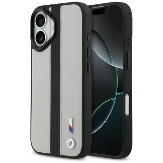 BMW M Perforated Stripe Logo phone case with MagSafe support for iPhone 17 gray