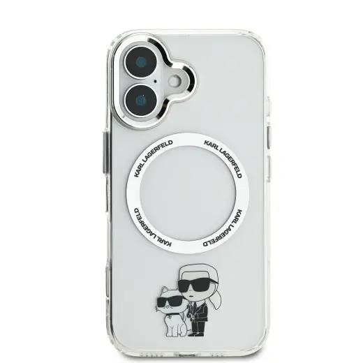 Karl Lagerfeld IML Karl and Choupette MagSafe Case for iPhone 16 Transparent