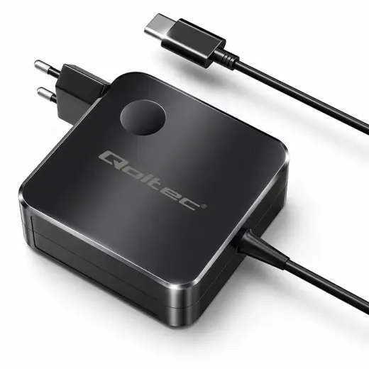 Qoltec tīkla lādētājs | 65W | PD, GaN | USB-C | ar USB-C uz USB-C vadu komplektā