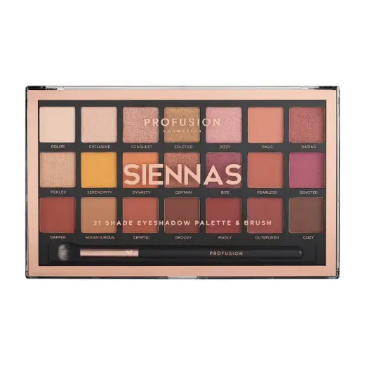 Profusion Cosmetics, Profusion, Eyeshadow Palette, Siennas, 21 Shades, 245 g