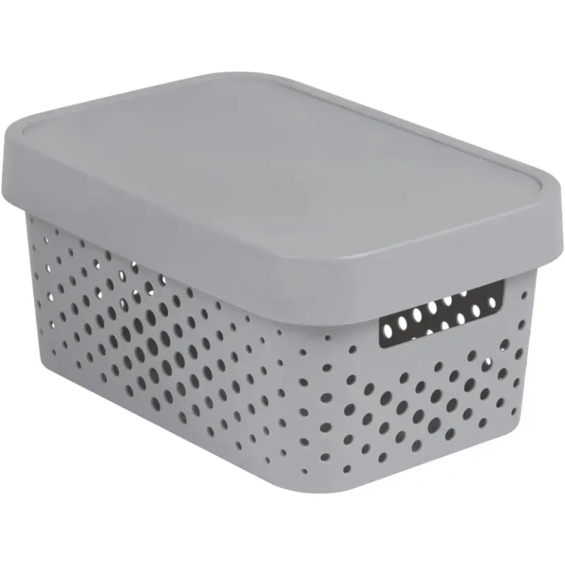 Kaste caurumota ar vāku Infinity Recycled 4,5L 27x19x12cm pelēka