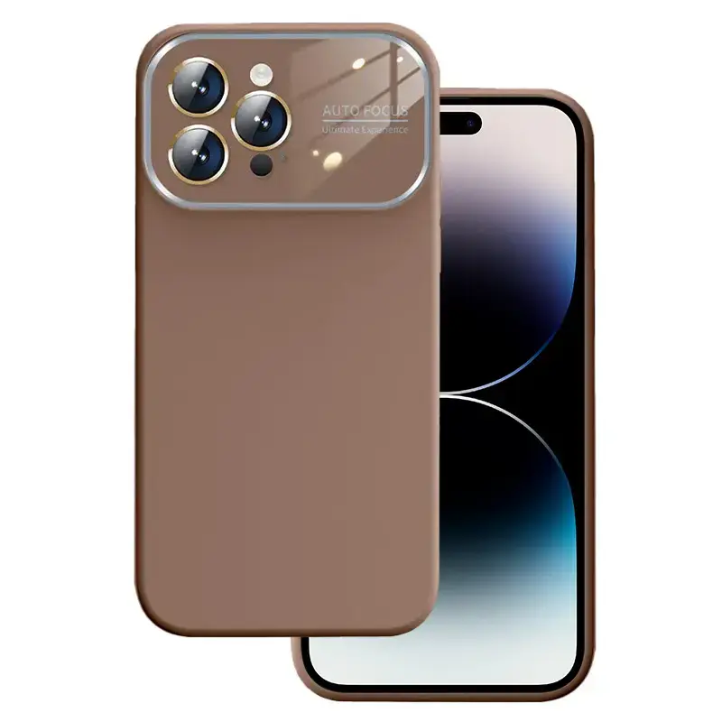 Soft Silicone Lens Case for Iphone 12 brown