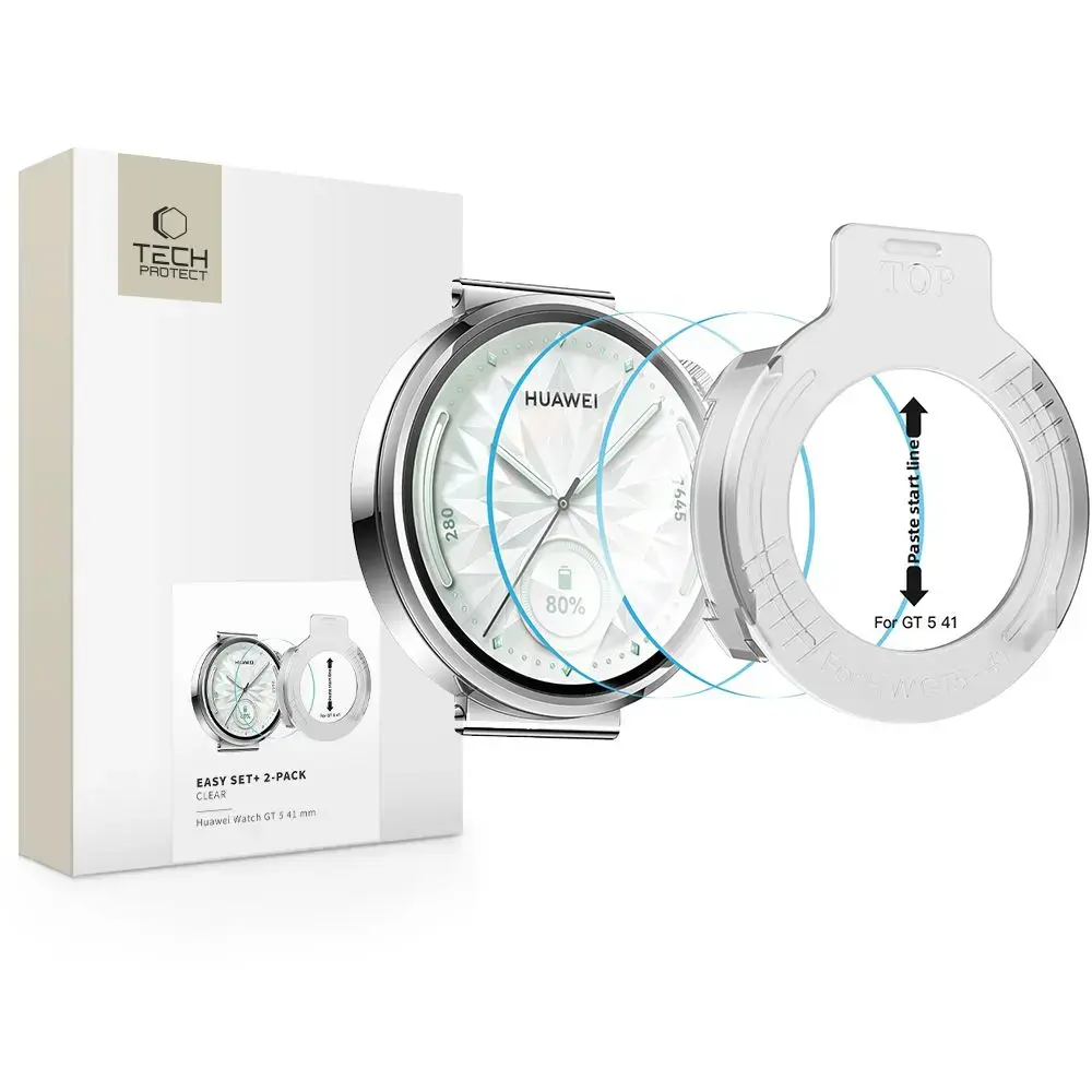 SZKŁO HARTOWANE TECH-PROTECT EASY SET+ 2-PACK HUAWEI WATCH GT 5 (41 MM) CLEAR
