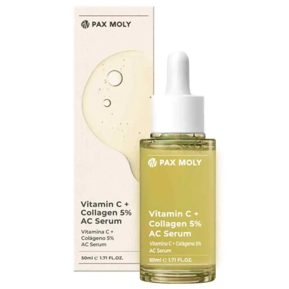 PaxMoly, Ac Serum, Vitamin C + Collagen 5%, Hydrating & Brightening, Day & Night, Serum, For Face, 50 ml