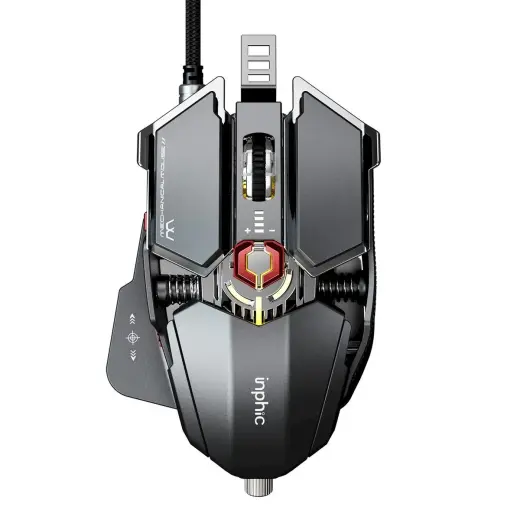 Inphic PG6 spēļu pele datoram | LED | 7200 DPI | USB | pelēka
