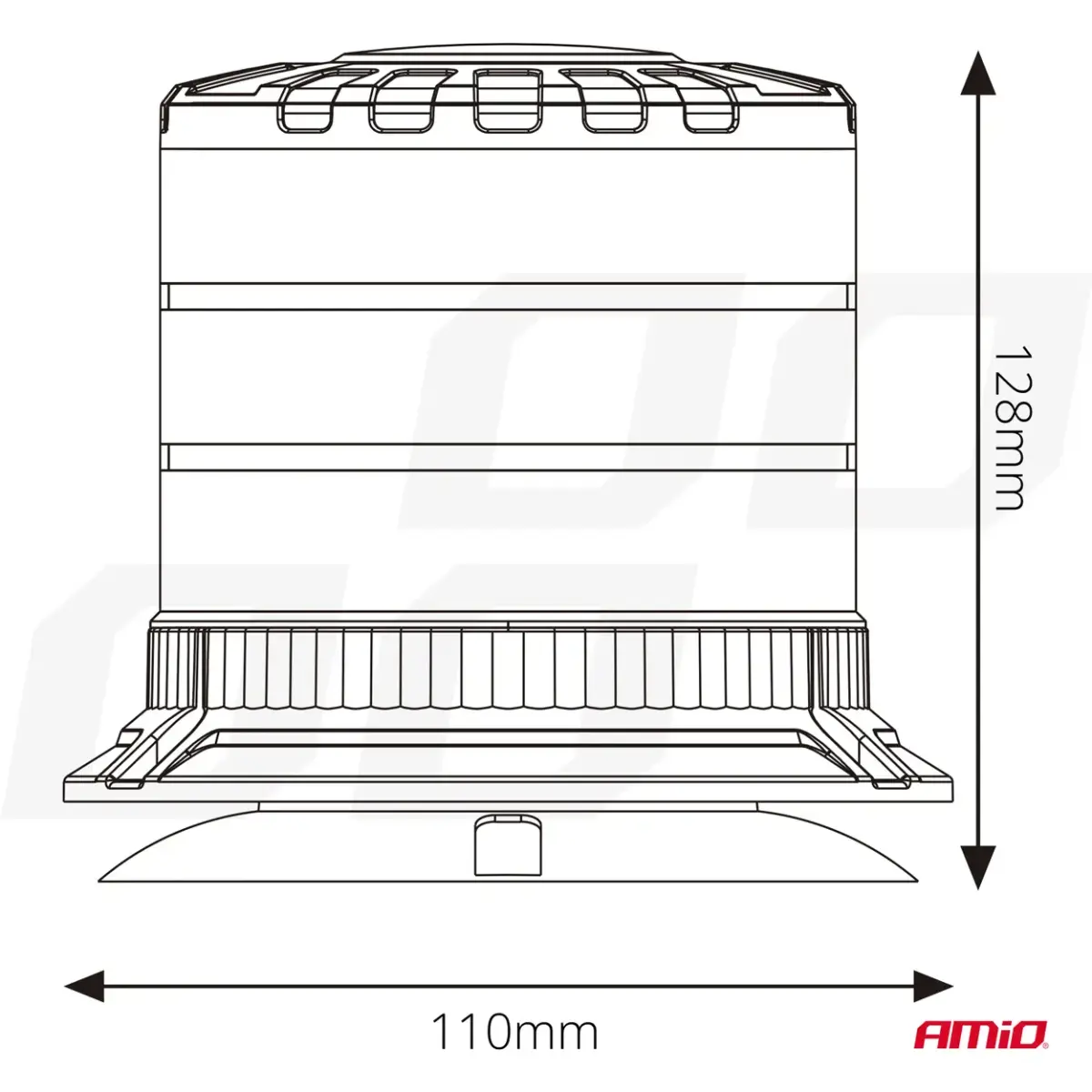 LED Warning Lamp heavy duty W30M 12V 24V AMIO-04111