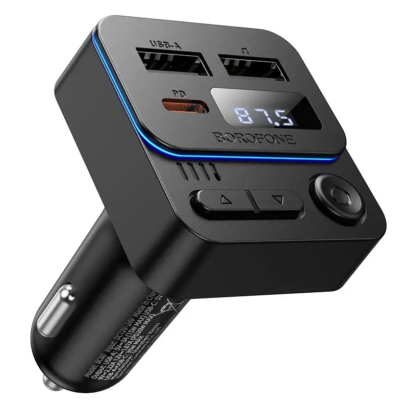 Borofone Transmitter FM BC60 Hero MP3, Bluetooth - 2xUSB + Type C - PD 20W black