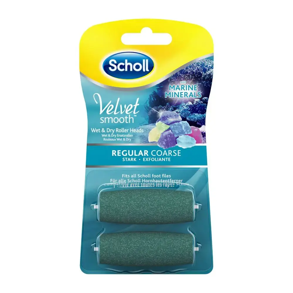 Scholl Velvet Smooth Regular Coarse Replacement Heads for Electronic Foot File 2 Pc