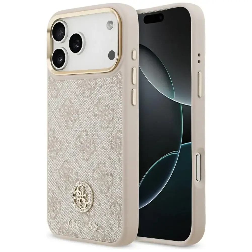 Case Guess 4G Strass Logo MagSafe for iPhone 17 Pro Max pink