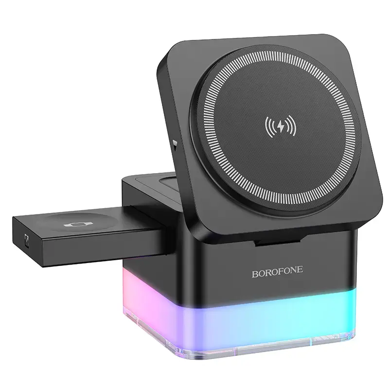 Borofone Wireless induction charger BQ34 Square 3 in 1 15W black