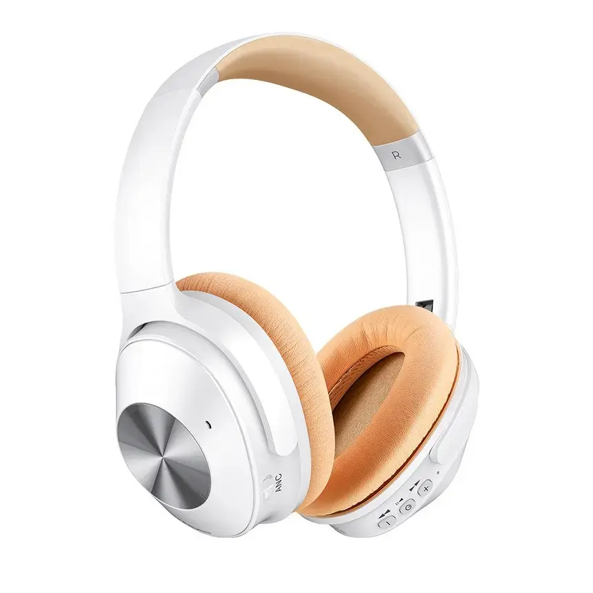 Remax wireless Bluetooth headset 5.0 ANC (Active Noise Cancelling) EDR with built in microphone white (RB-600HB)