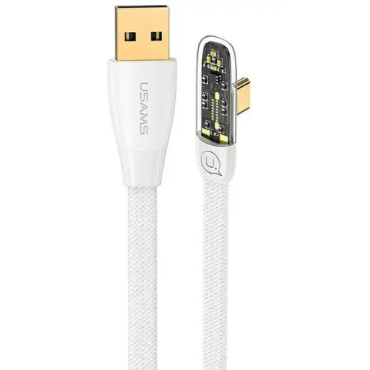 USAMS Kabel kątowy USB na USB-C PD 6A 66W Fast Charging Iceflake Series 1,2m biały|white SJ585USB02 (US-SJ585)