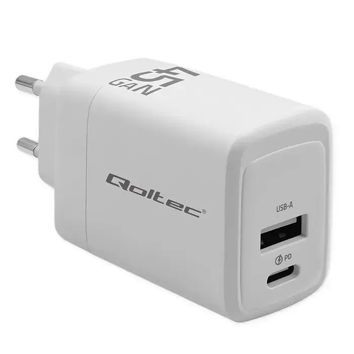 Qoltec GaN Charger tīkla lādētājs | 45W | PD, GaN | USB-C, USB-A
