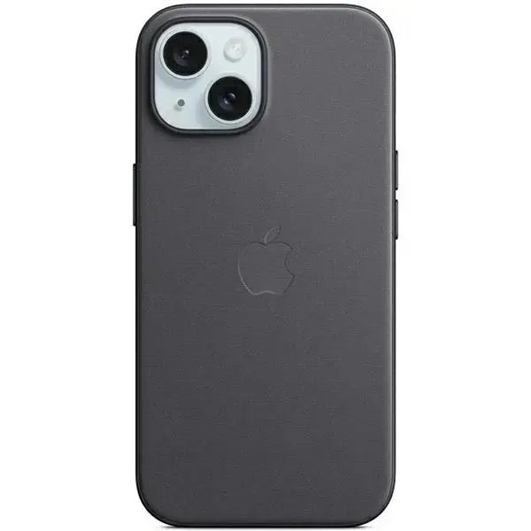 FineWoven fabric phone case with MagSafe support for iPhone 15 black
