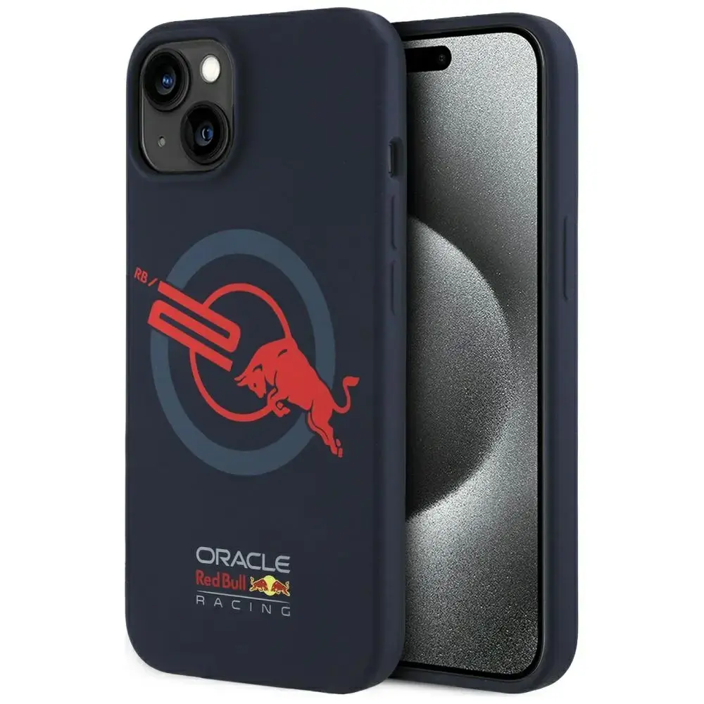 Case Red Bull HC Silicone ORBR20 Logo Red Lining for iPhone 15 MagSafe navy blue