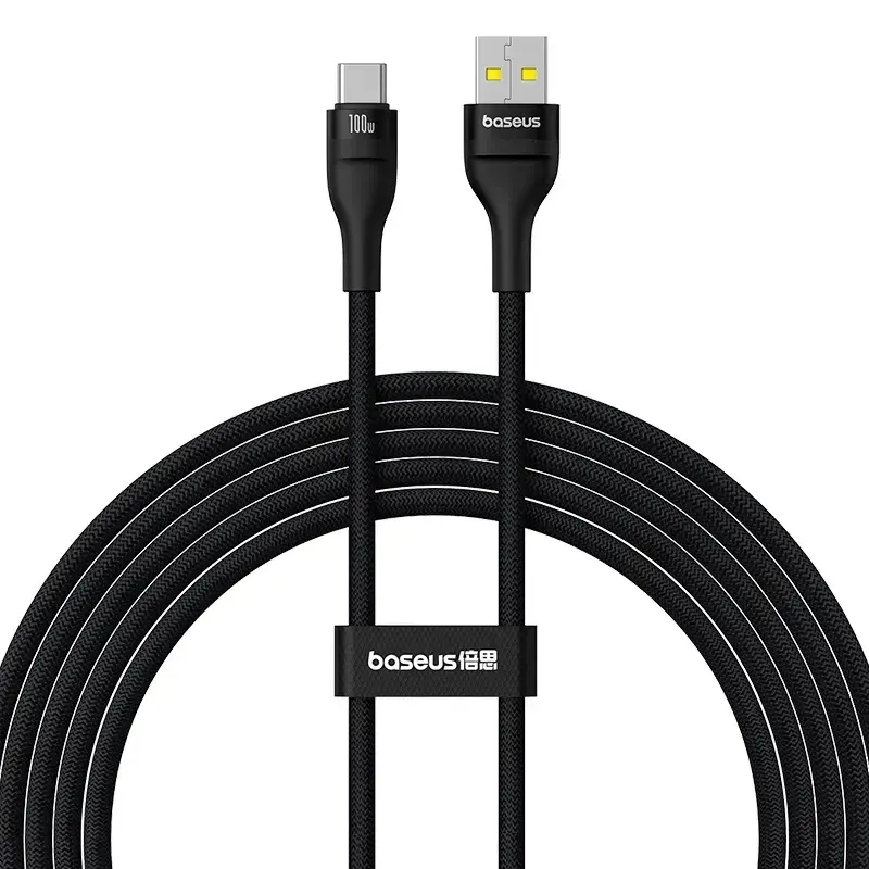 Baseus Flash 2 datu pārraides un uzlādes vads | USB-A uz USB-C | 100W | 2m | melns