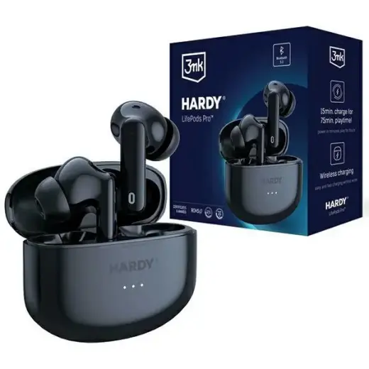 3MK Hardy LifePods Pro słuchawki bezprzewodowe Bluetooth 5.3 ANC czarny|black